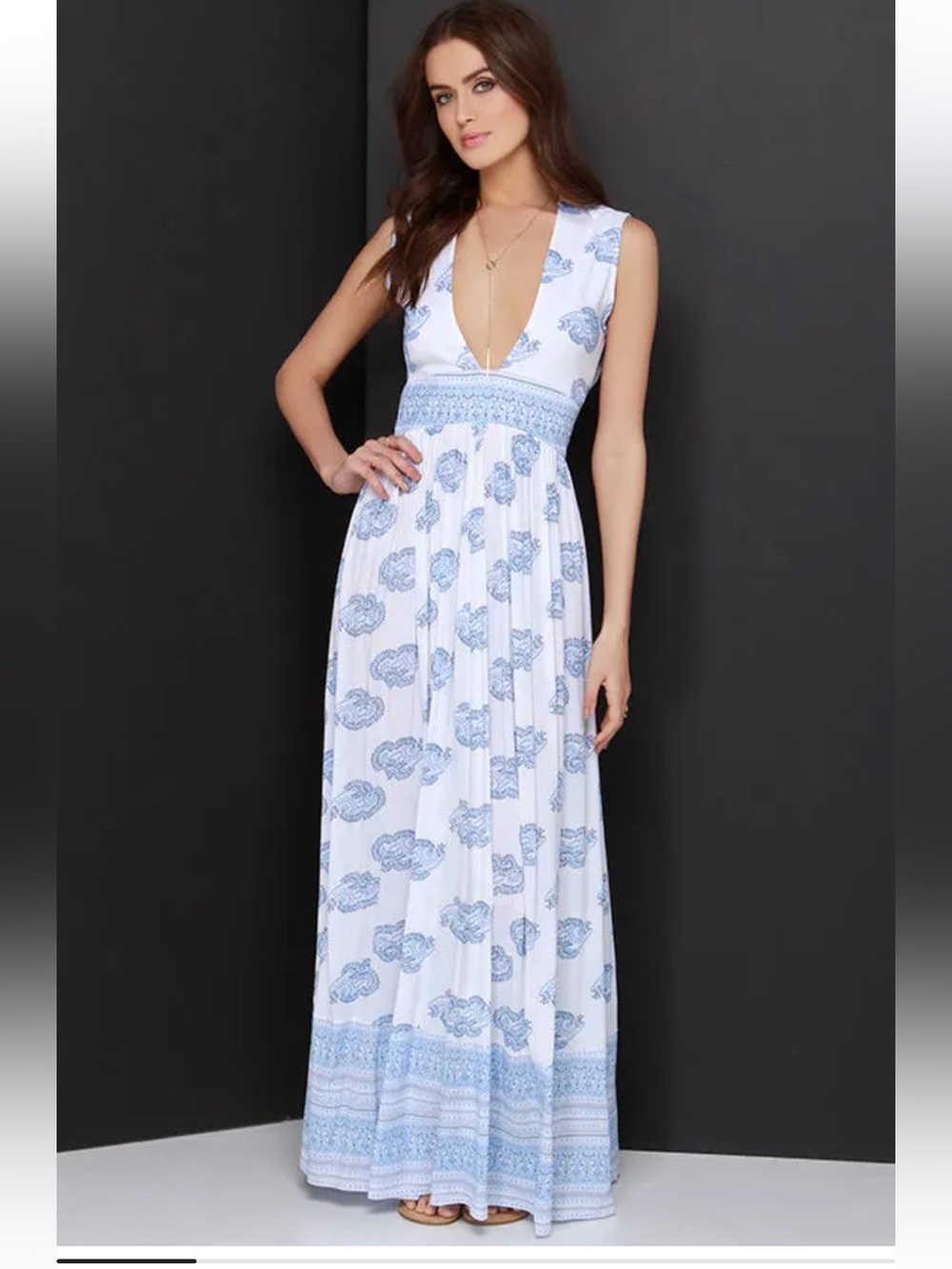 Faithfull the Brand Night Orchard Ivory Print Maxi Dress size medium